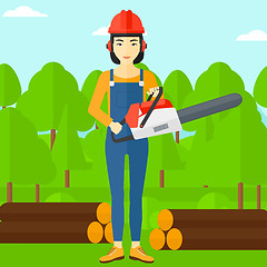 Image showing Lumberjack with chainsaw.