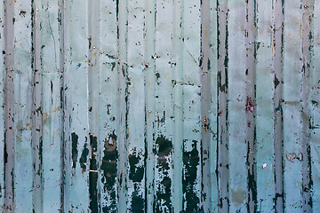 Image showing Old green cracked paint on metal background