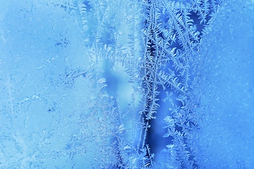 Image showing Beautiful ice pattern on winter glass