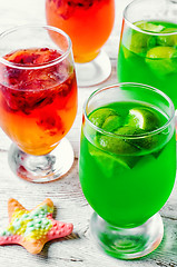 Image showing jelly drink with kiwi and oranges
