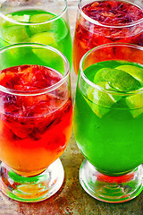 Image showing jelly drink with kiwi and oranges