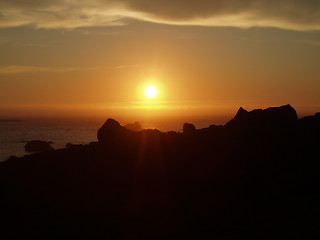 Image showing The Midnight Sun.View from Lofoten at 1 a.m.