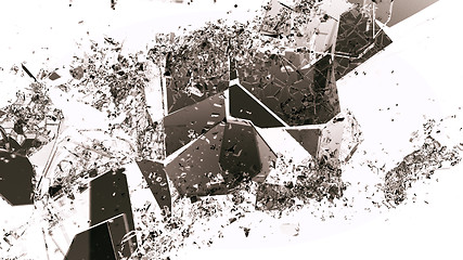 Image showing Pieces of broken or demolished glass on white