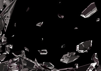 Image showing Sharp pieces of smashed glass isolated 