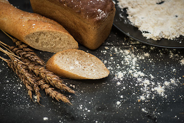 Image showing Bread composition with wheats