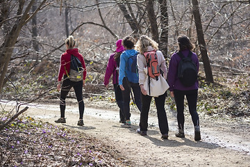 Image showing Young women during hiking