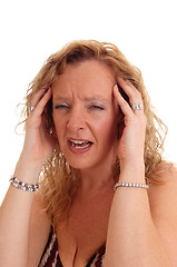 Image showing Closeup of woman with headache.