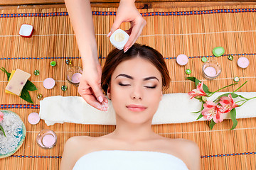 Image showing Beautiful young woman at a spa salon