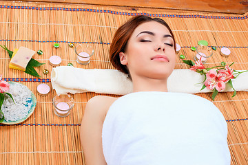 Image showing Beautiful young woman at a spa salon