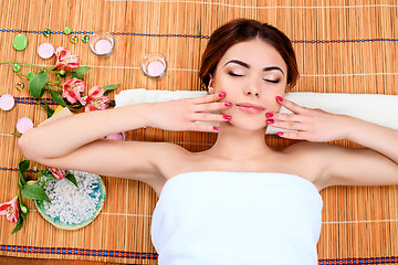 Image showing Beautiful young woman at a spa salon