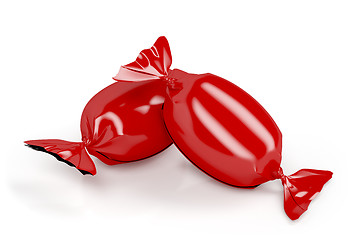 Image showing Red wrapped candies