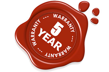 Image showing Five year warranty seal isolated on white background