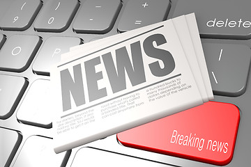 Image showing Computer keyboard with word breaking news