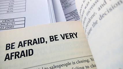 Image showing Be afraid word on the book 