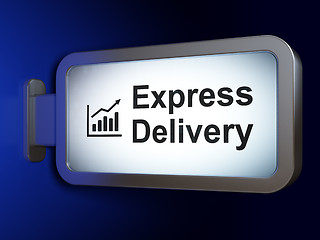 Image showing Business concept: Express Delivery and Growth Graph on billboard background