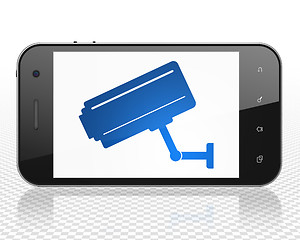 Image showing Privacy concept: Smartphone with Cctv Camera on display