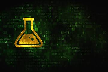 Image showing Science concept: Flask on digital background