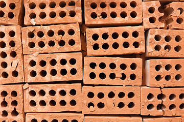 Image showing bricks at the construction site - top view