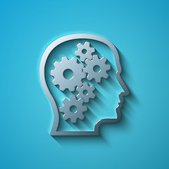 Image showing Information concept: flat metallic Head With Gears icon, vector