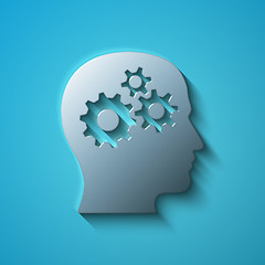 Image showing Data concept: flat metallic Head With Gears icon, vector