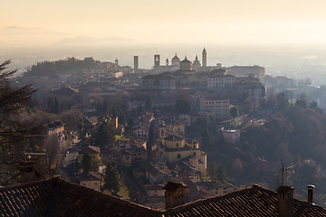 Image showing Old town of ancient city Bergamo, Italy