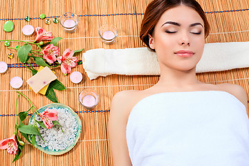 Image showing Beautiful young woman at a spa salon