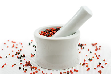 Image showing mortar and pestle crushing pepper