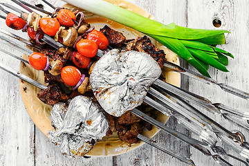 Image showing Meat roasted on skewers