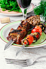 Image showing Meat roasted on skewers