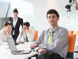 Image showing group of young business people  on meeting at modern startup off