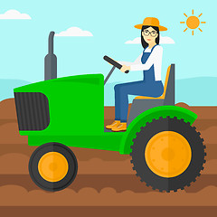 Image showing Farmer driving tractor.