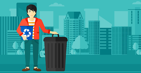 Image showing Man with recycle bins.