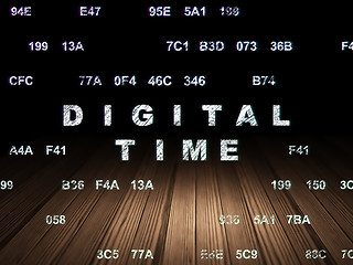 Image showing Time concept: Digital Time in grunge dark room