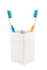 Image showing toothbrushes in cup