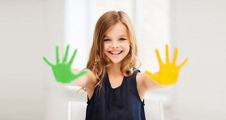 Image showing girl showing painted hands