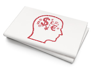 Image showing Finance concept: Head With Finance Symbol on Blank Newspaper background