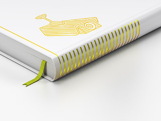 Image showing Privacy concept: closed book, Cctv Camera on white background