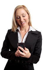 Image showing Female using mobile phone