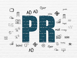 Image showing Marketing concept: PR on wall background