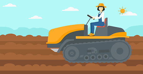 Image showing Farmer driving tractor.