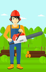 Image showing Lumberjack with chainsaw.