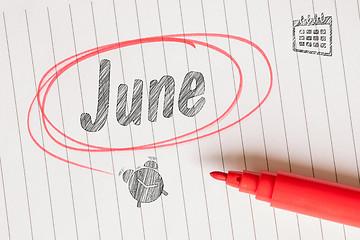 Image showing June note with a red brush circle