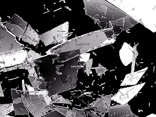 Image showing Damaged and Shattered glass on black