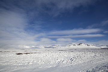 Image showing Snowy mountain landscape, Iceland