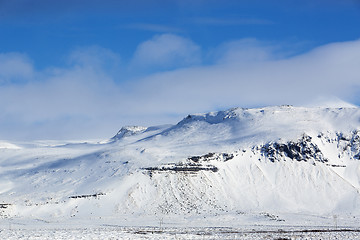 Image showing Snowy mountain landscape, Iceland