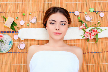 Image showing Beautiful young woman at a spa salon