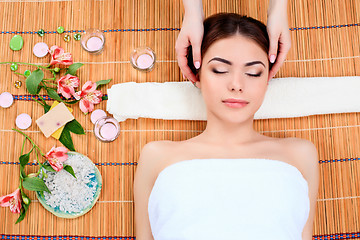 Image showing Beautiful young woman at a spa salon