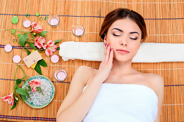 Image showing Beautiful young woman at a spa salon