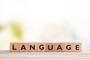 Image showing Language lesson sign on a table