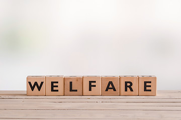 Image showing Welfare sign made of wooden cubes